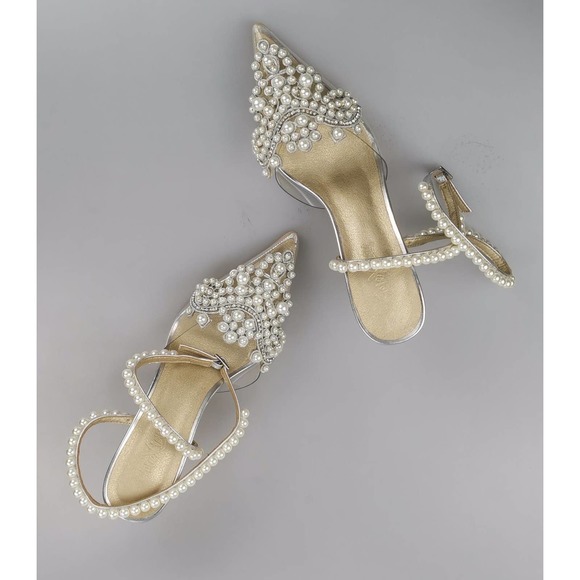 Cinxia (clear) Women's Pearl Encrusted Elegant High Heels Shoes - Picture 2 of 3